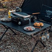WOOKOO户外 黑化系列带双侧挂露营铝合金蛋卷桌折叠野餐烧烤桌