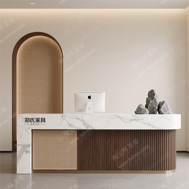 酒店大厅接待台培训中心柜台茶楼吧台桌中式公司前台N样品屋展示