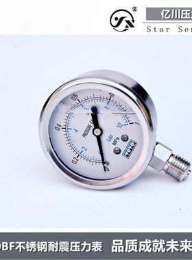 YCYB304不锈钢耐震压力表YN-60BF0-0.6 1 1.6 2.5MPA耐高温压力表