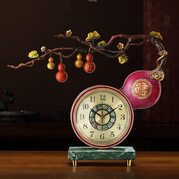 纯铜复古座钟客厅艺术摆件书房装饰台式钟表葫芦创意静音桌面时钟,家居饰品,座钟,淘宝优惠券,粉丝福利购,淘宝优惠卷