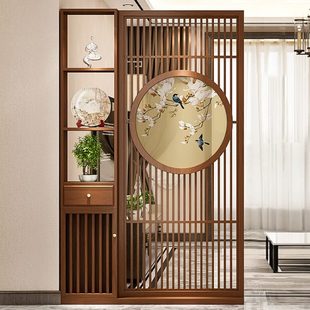 正对入户门2024新款 实木屏风隔断客厅玄关新中式 置物架家用办公室