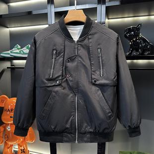 美式高街工装外套男春秋百搭休闲薄款棒球服女潮牌复古飞行员夹克