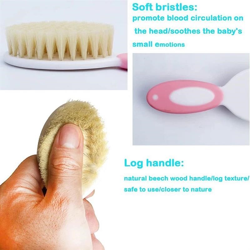 Baby Hair Brush Set for Newborn Toddlers Soft BSristles Crad