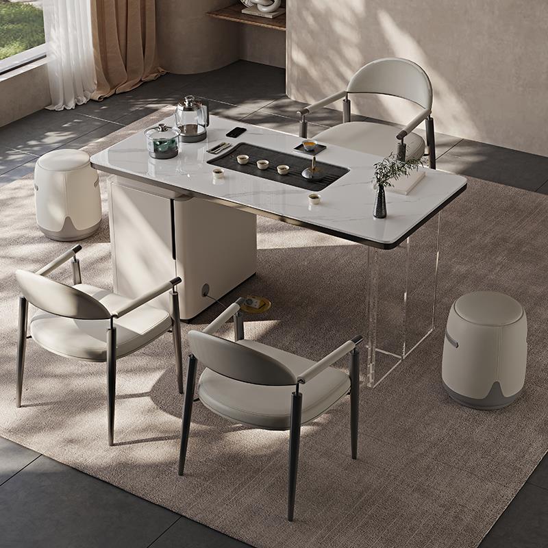 阳台家用客厅岩板茶桌现代简约茶桌椅压克力茶台烧水壶泡茶一体式