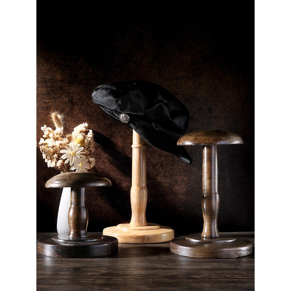 服装店帽托陈列装饰道具橱窗摆件创意实木帽架内撑挂放帽子展示架