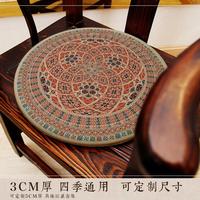 大唐西域風(fēng)圓形椅墊椅子仿古餐椅鼓凳坐墊圈椅藤椅屁墊茶椅印花墊