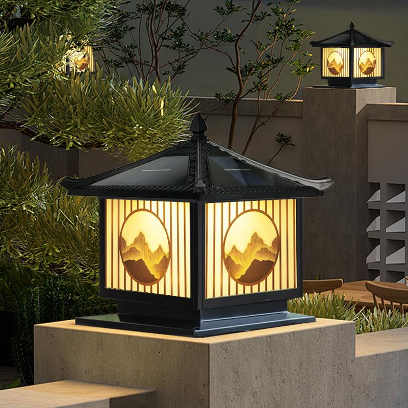 太阳能柱头灯户外防水庭院围墙大门别墅花园室外院子装饰景观路灯