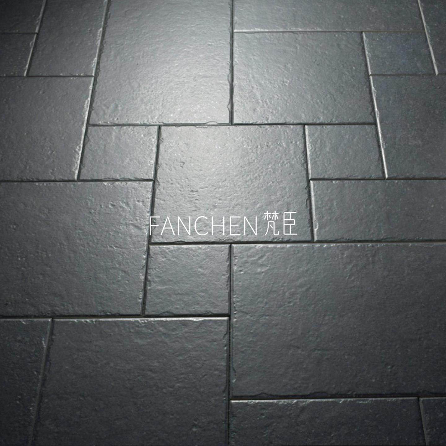 中式黑色莱姆石地砖子母拼覆古瓷砖民宿客厅庭院防滑室外砖彷古砖
