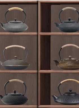 新中式高档家居装饰品摆件茶室展示柜软装复古工艺品铁艺茶壶茶具