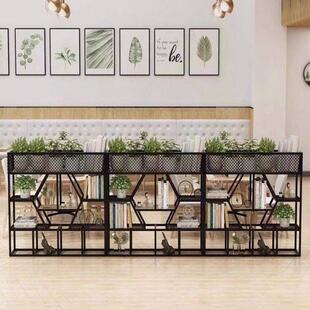 铁艺隔断置物架卡座花盆架绿植装饰围栏餐厅办公休闲区矮屏风花架