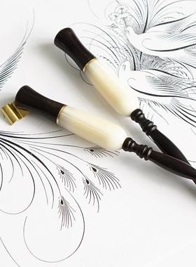 结衣英文书法黑白拼接覆古实木蘸水笔杆直杆斜杆可调笔尖口径ESER