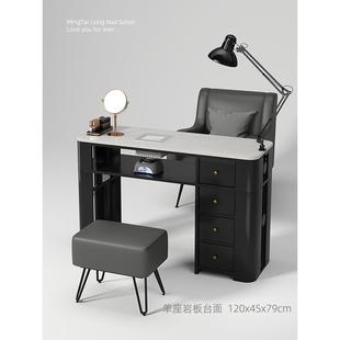 带吸尘器美甲店专用桌 明泰隆岩板美甲桌45宽大理石美甲台桌椅套装