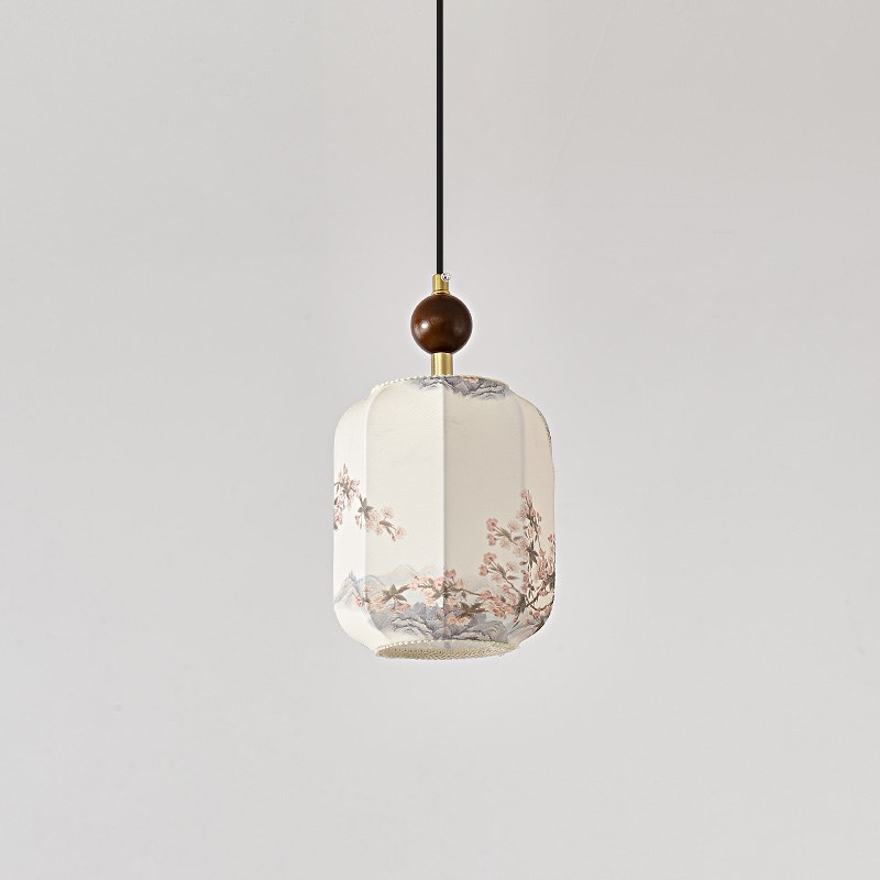 宋代美学床头吊灯东方素雅卧室单头灯布艺中国风禅意走廊装饰灯具