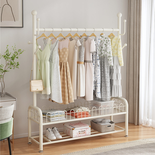 晾衣架落地卧室内网红奶油白衣帽间架子家用可移动置地收纳挂衣架