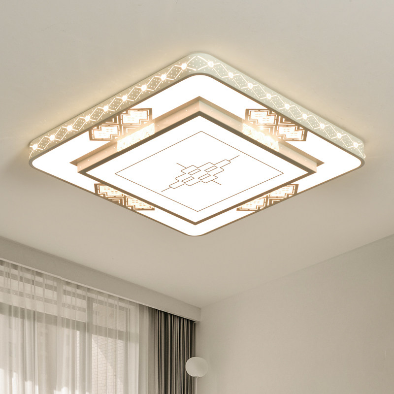 方形水晶led吸顶灯温馨客厅卧室灯现代简约家用书房餐厅房间灯饰