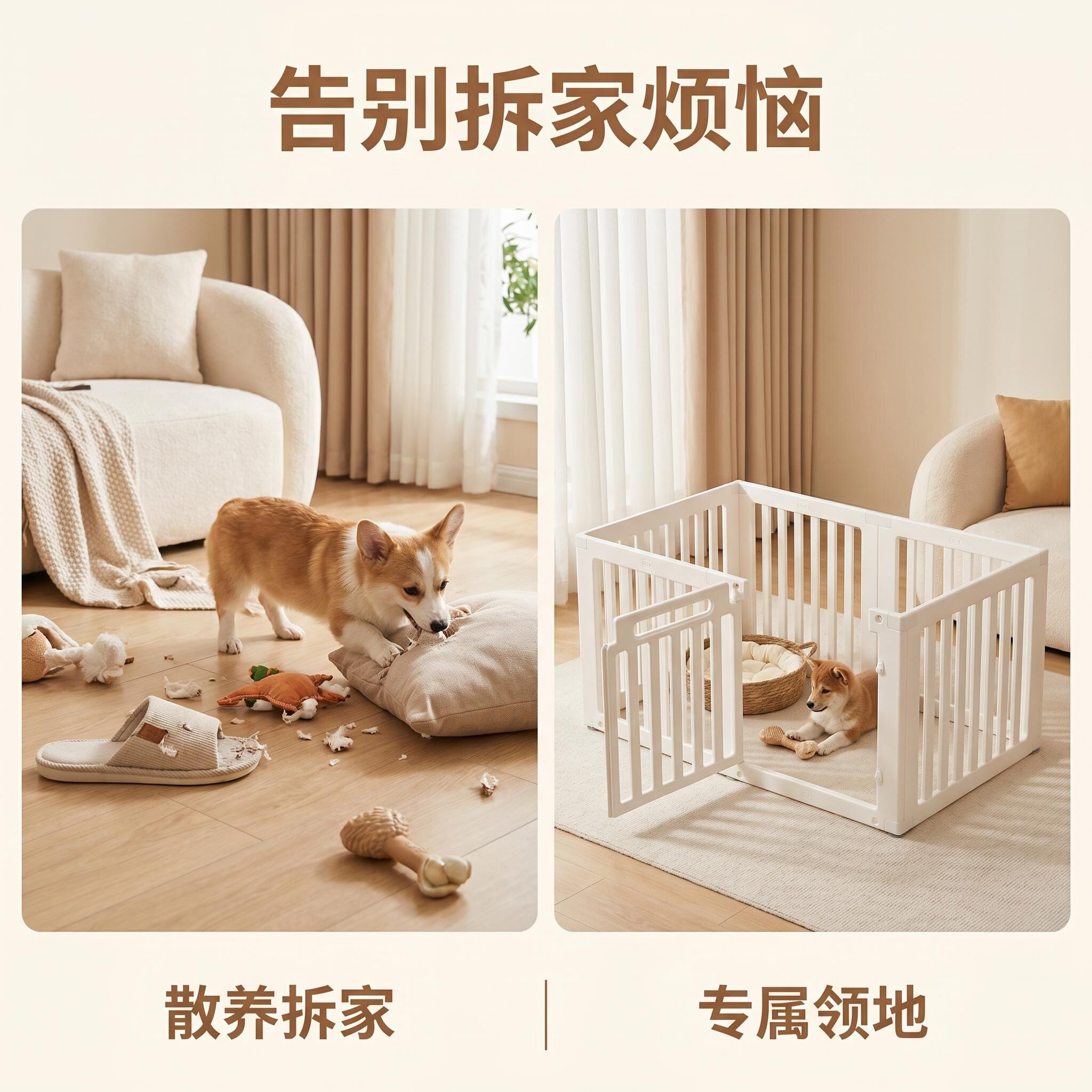 宠物围栏室内家用狗狗栅栏防护栏中小型泰迪比熊狗笼子【送地垫】