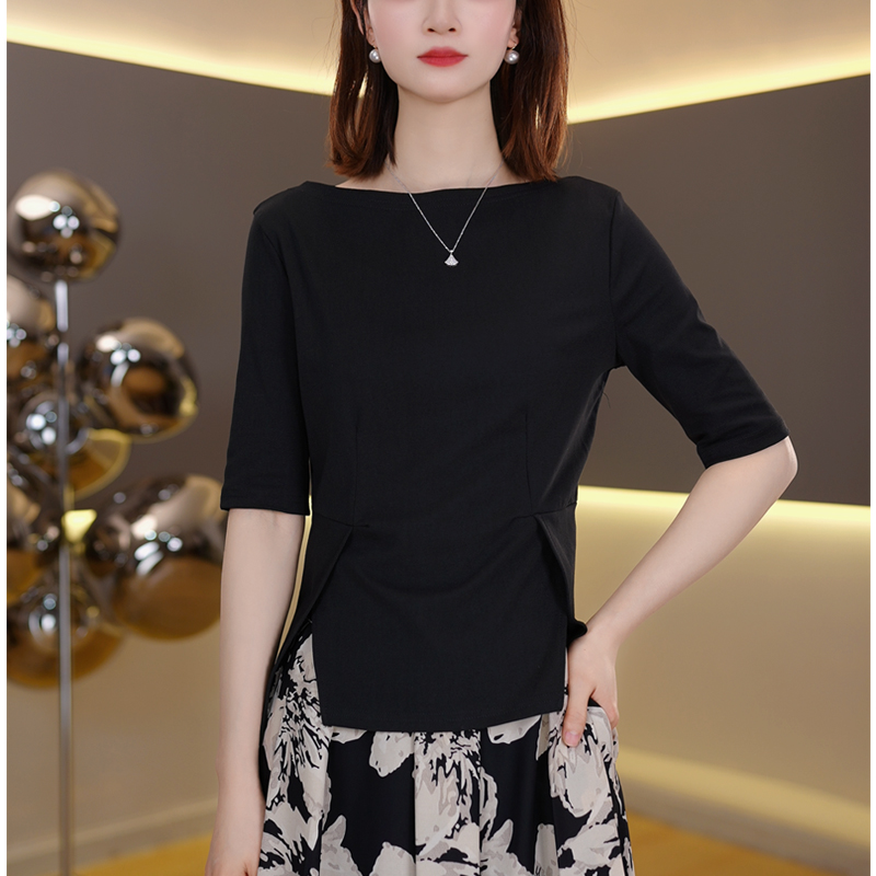 时尚百搭T恤女2025春夏新款上衣休闲洋气显瘦短袖上衣