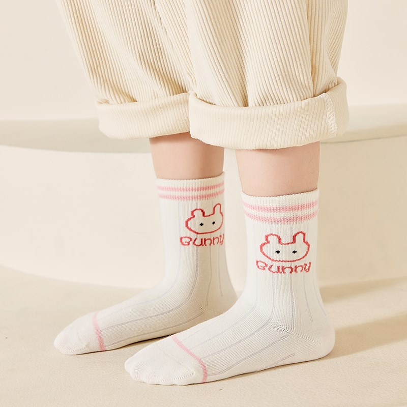 女童袜子纯棉秋冬款儿童中筒袜女孩秋季长筒宝宝棉袜男童加厚童袜