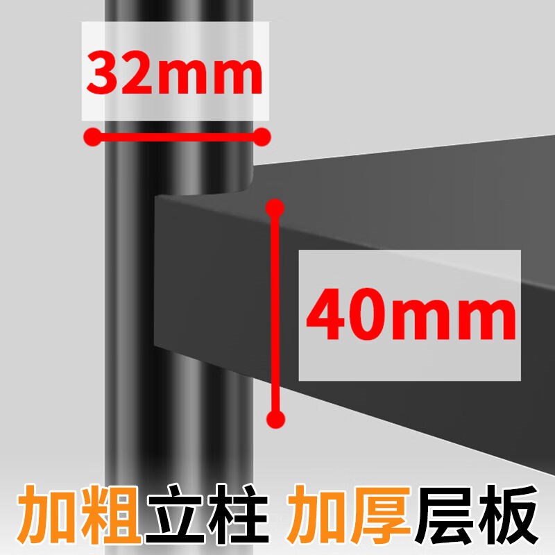 易漫厨房用具置物架落地碳钢微波炉架收纳储物货架子3层60*40*90c