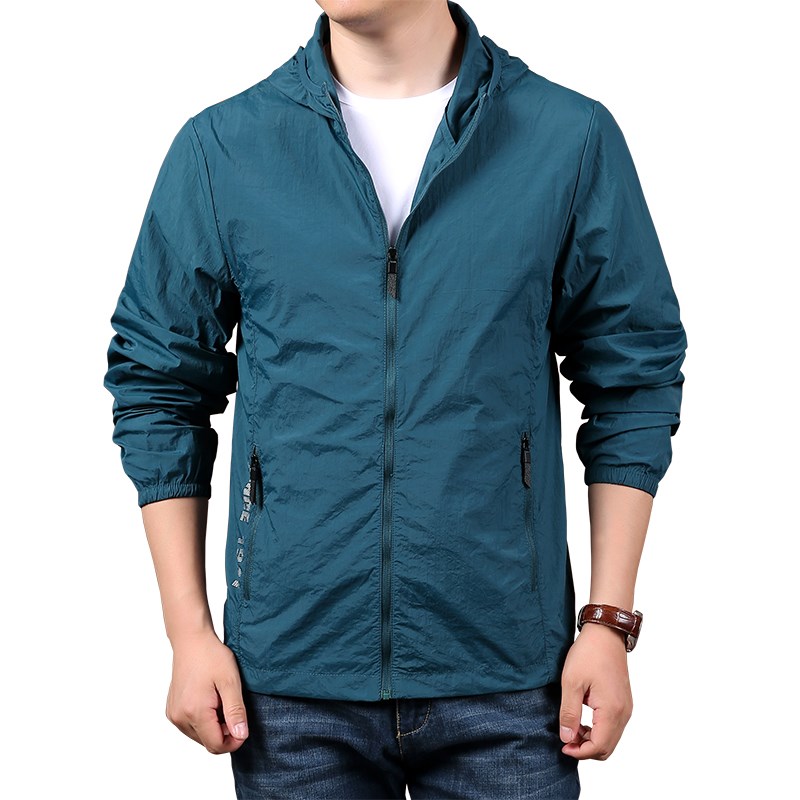 防晒衣男夏季轻薄透气大码宽松皮肤衣时尚舒适连帽钓鱼男士防晒服