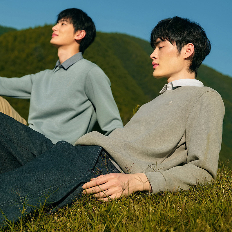 红豆加绒假两件衬衫领毛衣男保暖针织毛衣休闲内搭送爸爸,男装,针织衫/毛衣,淘宝优惠券,粉丝福利购,淘宝优惠卷