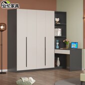 现代简约衣柜转角书桌书架一体组合家用卧室衣橱电脑桌带书柜3A12