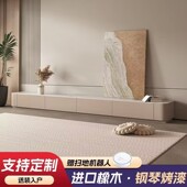 超长香槟色落地实木电视柜现代简约客厅家用岩板地柜轻奢高级感