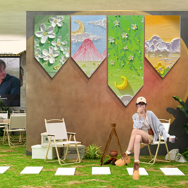网红打卡背景拍照区布置鲜花店墙面装饰门口吸引人玻璃门logo贴纸