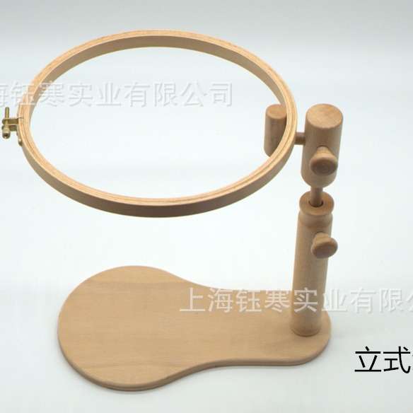 榉木便携式实木十字绣架圆形台式绣架可调式旋转手工刺绣绣花绣绷