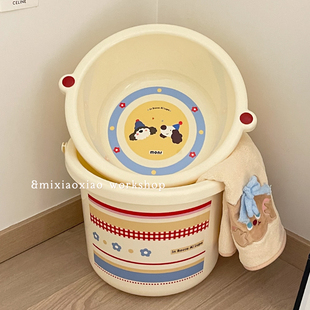 卡通洗漱套装宿舍学生手提加厚水桶脸盆高中生洗澡桶新款沐浴篮子