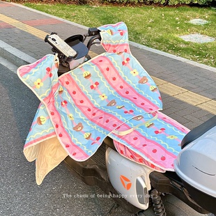 可爱碎花挡风被电动车夏四季 通用防晒电瓶车带坐垫防紫外线防风罩