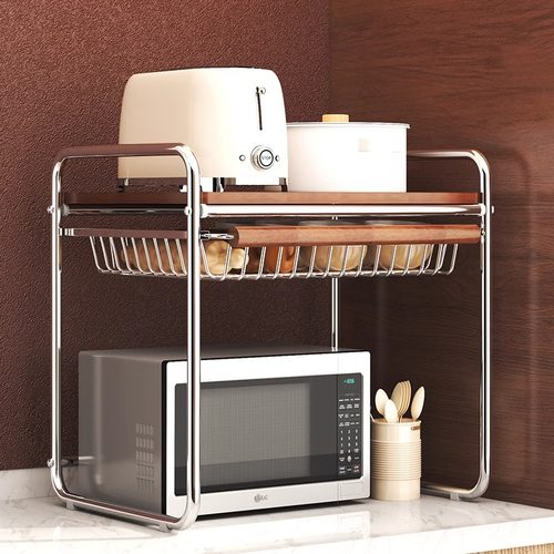中古微波炉置物架子厨房台面抽屉式烤箱收纳家用多功能电饭煲支架