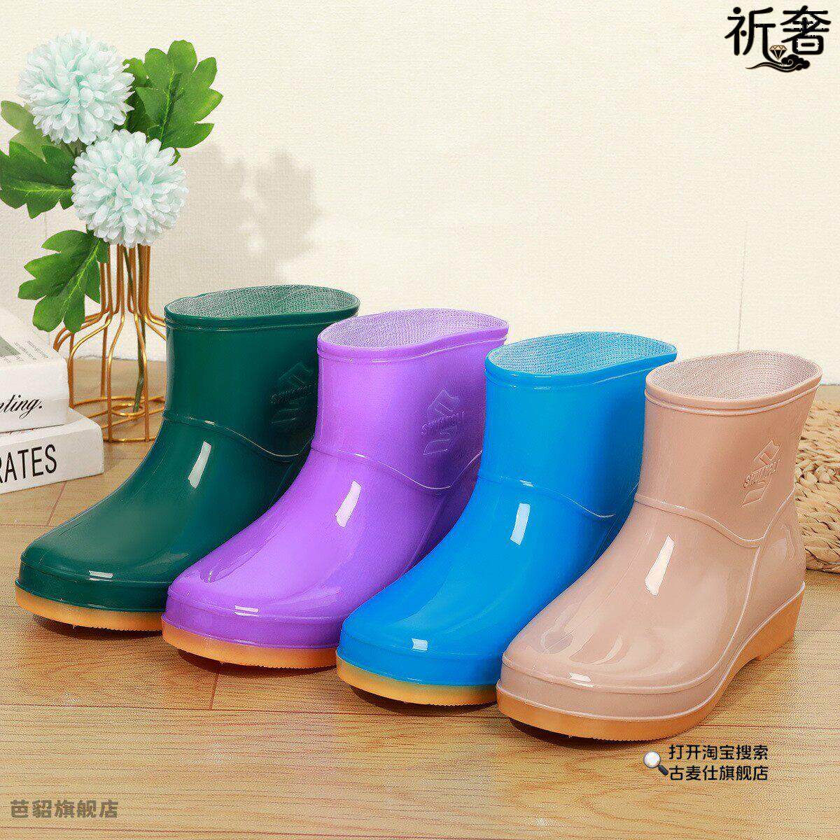 雨鞋女士夏季时尚款外穿雨靴防滑水靴中筒胶鞋成人套鞋短筒防水鞋