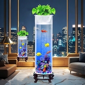鱼缸客厅2025新款 小型圆柱形落地立式 亚克力免换水生态桌面金鱼缸