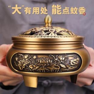 铜香炉超大号家用室内茶道蚊香盘香炉供奉供佛檀香炉香薰熏香炉