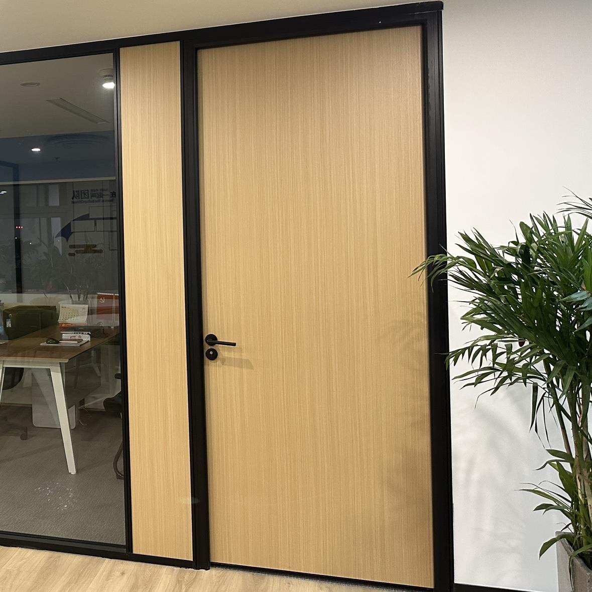 杭州办公室玻璃隔断墙铝合金双层百叶中空钢化磨砂玻璃隔音高隔断