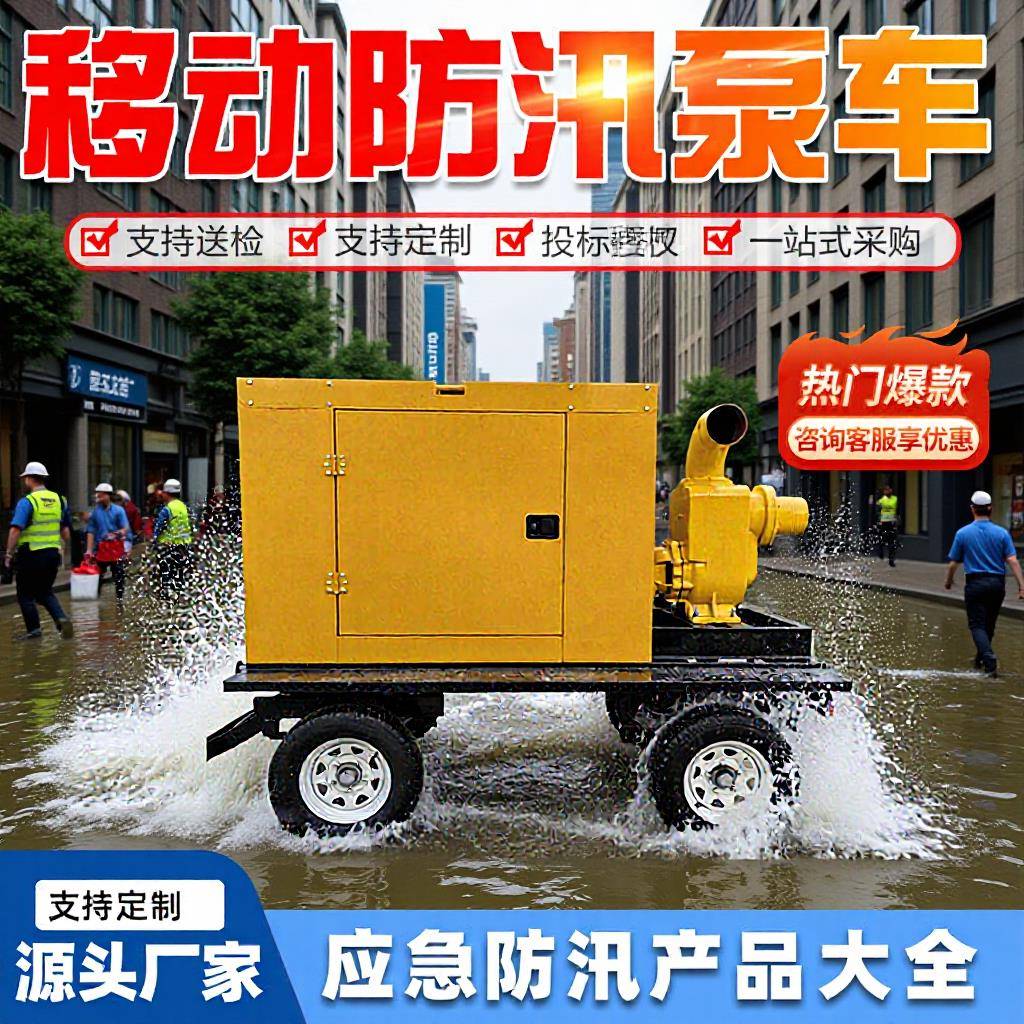 履带式防汛泵车大流量水陆两用移动式排水机器人大型龙吸式抽水泵