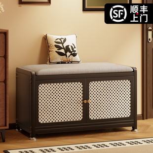 钢制换鞋凳家用门口入户鞋柜坐凳一体靠墙铁艺鞋架防尘收纳穿鞋凳