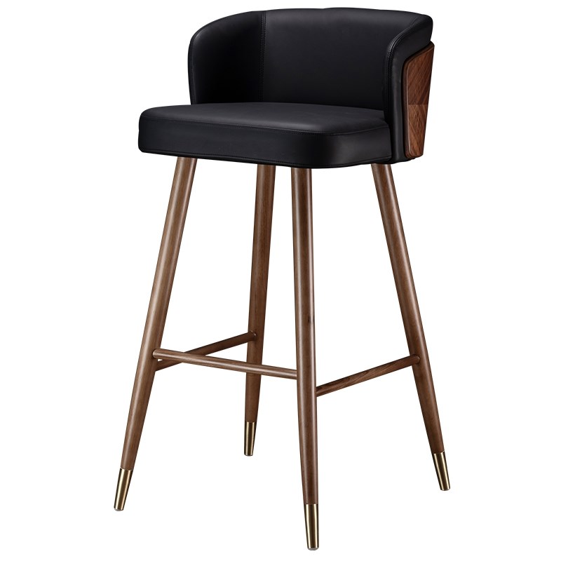 德宜客吧椅北欧家用吧凳吧台椅酒吧现代简约创意实木靠背高脚凳