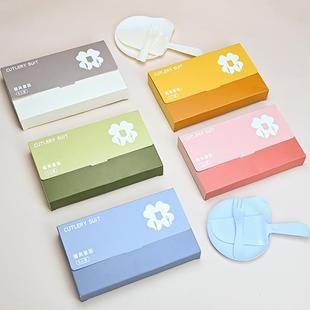 水滴形塑料碟蜡烛生日帽五合一 一次性生日蛋糕餐具刀叉盘高档套装