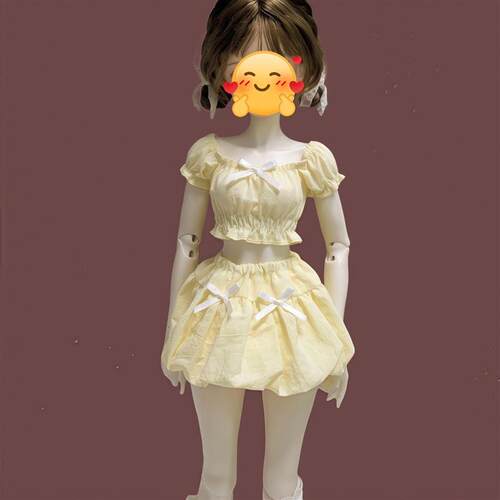 六分BJD娃衣泡泡袖短上衣+蓬蓬裙套装 甜美30cm元气少女娃娃衣