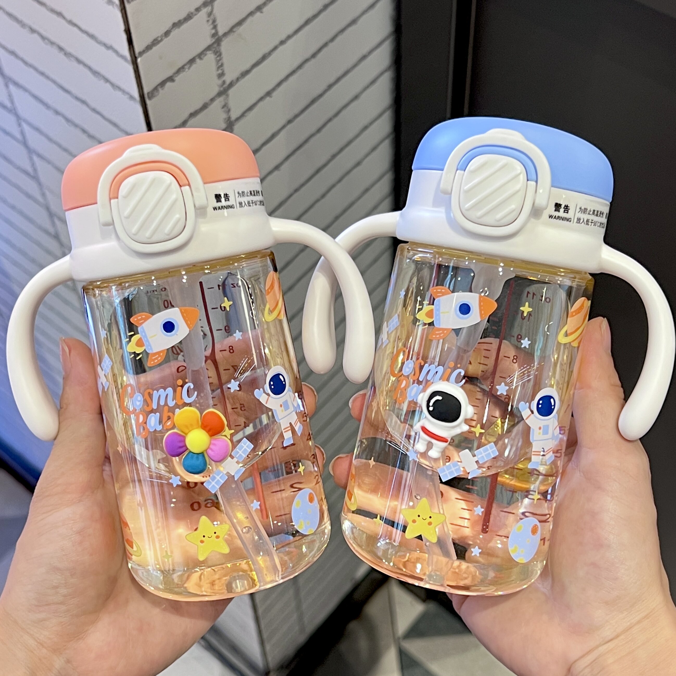 儿童牛奶杯1-3岁以上水瓶防摔直饮喝水杯宝宝喝奶杯吸管杯带刻度