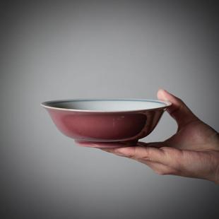豇豆红陶瓷壶承干泡盘家用盖碗茶壶托复古养壶垫功夫茶具茶点托盘