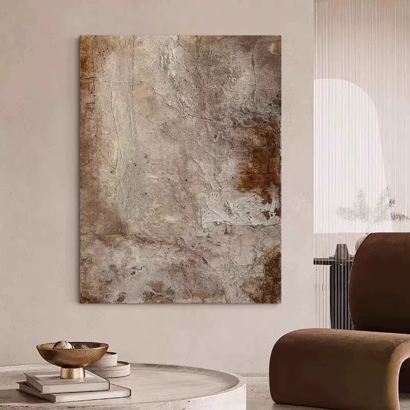 纯手绘油画侘寂客厅装饰画玄关立体肌理餐厅挂画现代简约民宿壁画图片