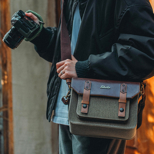 摄侣复古相机包适用富士xm5xt50xs20xt30二代斜跨包索尼a7c2zve10微单便携佳能r10尼康z30单肩摄影包减压配件