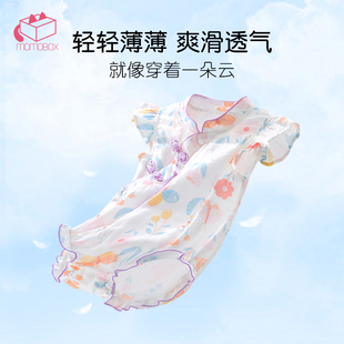 婴儿夏季 透气三角爬 包屁衣新m中式 国风纱布连体衣宝宝夏天薄款