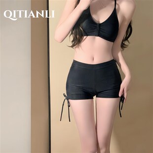 高级感运动分体平w角罩衫 泳衣女新款 三件套保守显瘦遮肉度假风温
