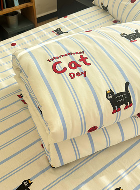 小猫国度纯棉单件被套150x200x2B30cm全棉被罩1.5米床单人学生宿