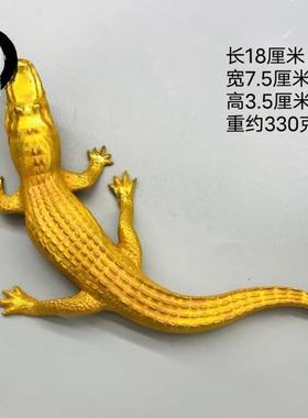 复古铜器实心镀金鳄鱼摆件镇尺笔架客厅玄关电视柜办公室桌面摆设