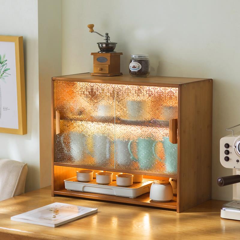 德国厨房整体橱柜置物架水杯杯子防尘收纳盒家用客厅桌面轻奢玻璃